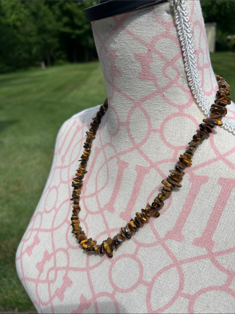 Handcrafted Tiger's Eye Chip Necklace – Brown Beaded Women’s Jewelry